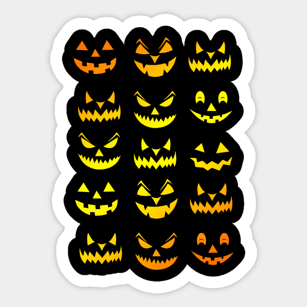 Halloween Scary Pumpkin Faces Sticker by wbdesignz